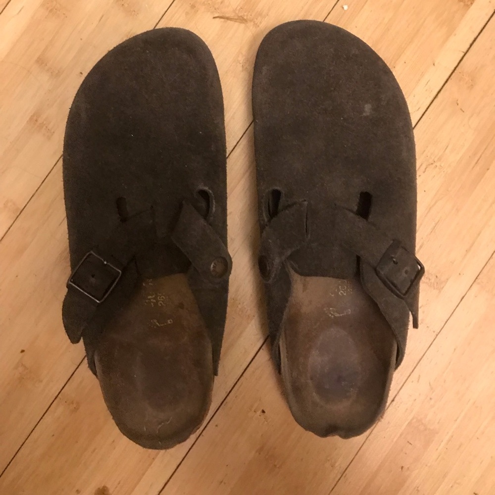 Dark Brown Suede Birkenstock Bostons